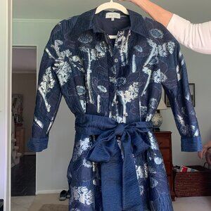 Metallic Organza Shirt Waist Gown